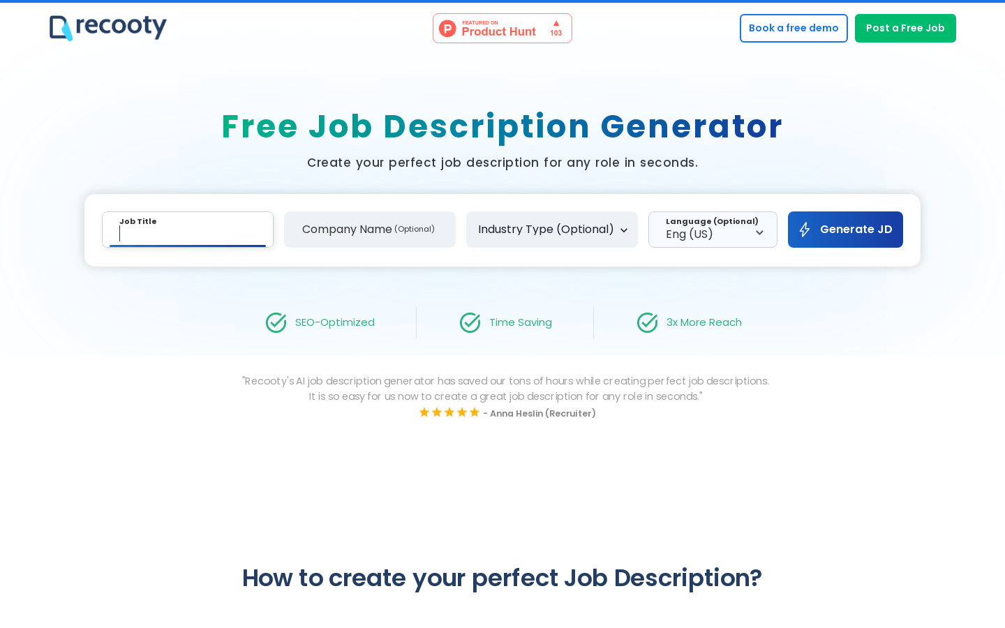 Free Job Description Generator-龙跃AI