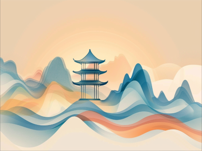 Midjourney每日风格探索：中山禅意山水画插图1