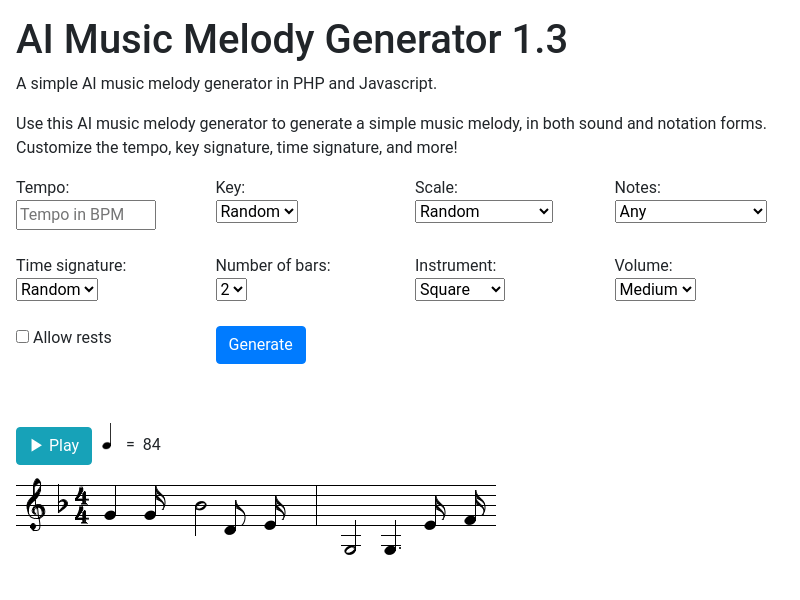 AI music melody generator-龙跃AI