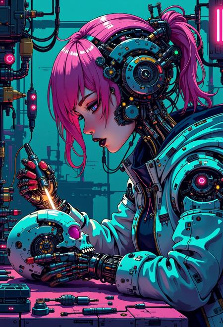 Neurocore Anime Cyberpunk by ChronoKnight – [FLUX]-龙跃AI