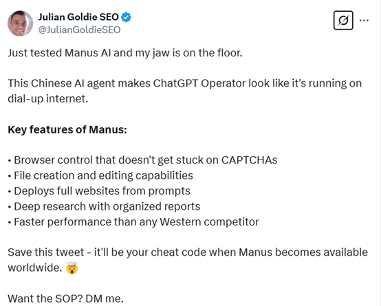 中国第二个DeepSeek，Manus发布通用AI Agent，震惊国外插图2