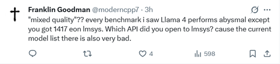 反击DeepSeek失败!Llama 4效果不好,Meta承认有问题插图6 反击DeepSeek失败!Llama 4效果不好,Meta承认有问题插图6