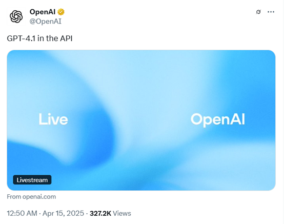 刚刚，OpenAI发布GPT-4.1，性能暴涨、100万上下文-龙跃AI